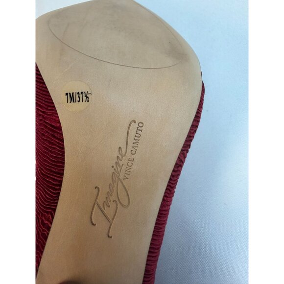 Imagine Vince Camuto Ossie Women Size 7 Slate Red Wine Pleated Fabric Stiletto - Picture 13 of 14